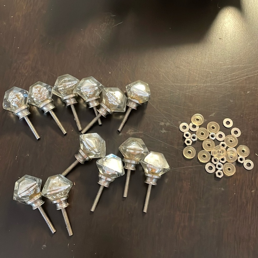 Vintage Drawer Pulls Mercury Silver Glass Pyramid from ANTHROPOLOGIE set of 12